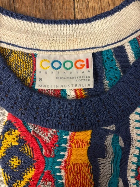 COOGI Navy Multicolor Open-Knit Crewneck Sweater - Picture 4 of 4